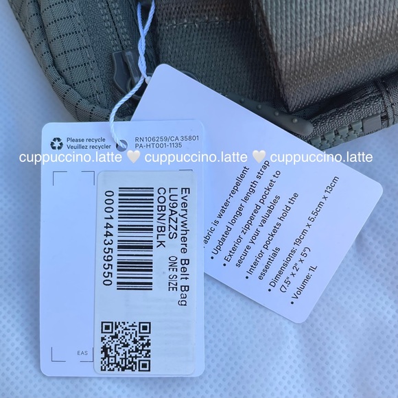 🖤NWT🤎Lululemon Athletica Everywhere Belt Bag in Carob Brown/Black Grid Pattern - Picture 7 of 14